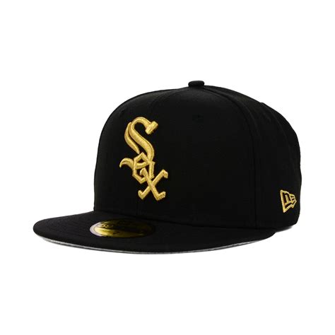 New Era Chicago White Sox Gold 59fifty Cap In Black For Men Black