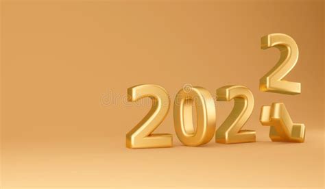 3d Rendering Of 2021 Replace By 2022 Golden Bold Letters Number In Gold