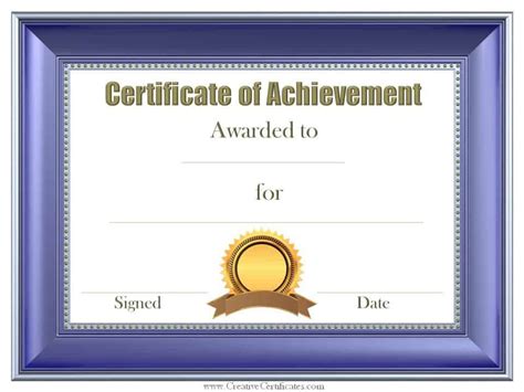 Free Printable Certificate Of Achievement Awards Printable Templates