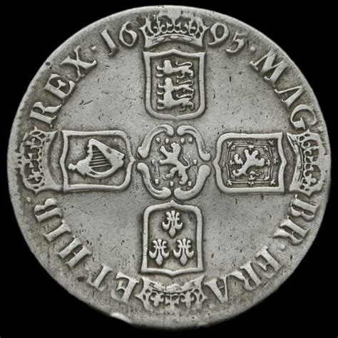 1695 William Iii Early Milled Silver Septimo Crown Gf Avf