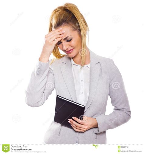 Stressed Businesswoman With Her Hand In Forehead Isolated