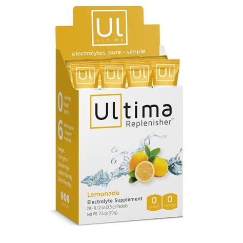 Ultima Replenisher Electrolyte Powder Lemonade 20 Packets Calories