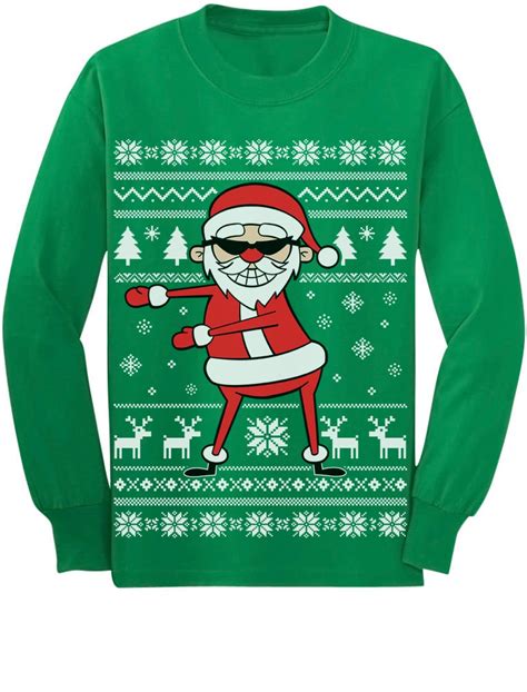 Santa Floss Funny Ugly Christmas Sweater Toddlerkids Long Sleeve T