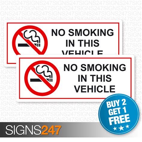 2x No Smoking In This Vehicle Stickers Printed Vinyl Car Van Coach Taxi