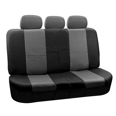 Fh Group Gray And Black Faux Leather Bench Seat Cover Accommodate Left And Right 40 60 Split