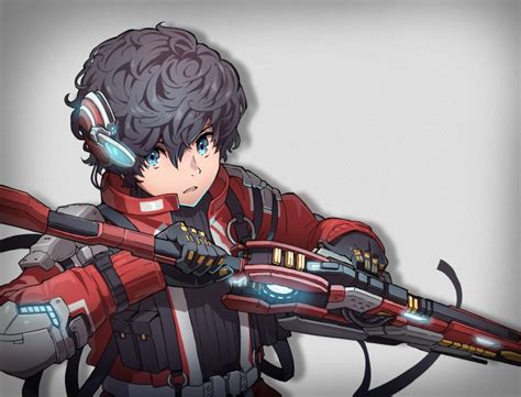 Wallpaper Anime Boy Futuristic Sword Curly Hair