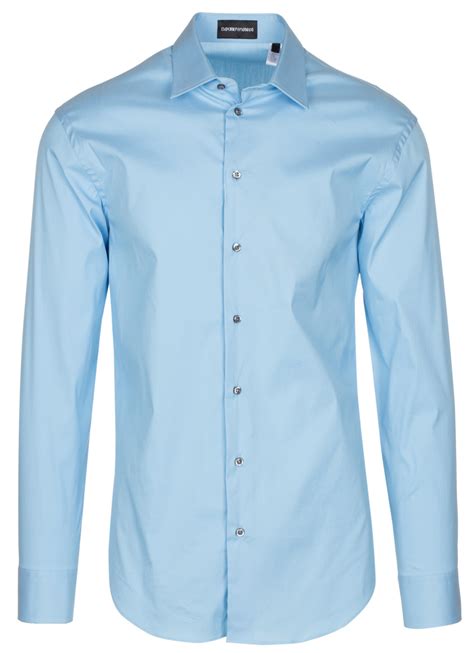 Emporio Armani Mens Light Blue Cotton Dress Shirt Couturepoint