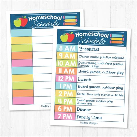 Homeschool Schedule Printable Kids Daily Routine Chart Etsy
