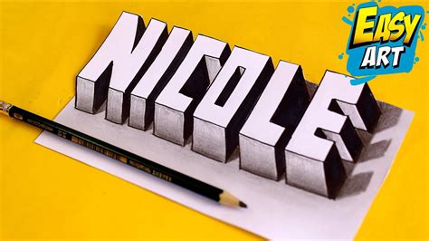 Drawing 3d Letters🔴 How To Draw Names In 3d Nicole Cómo Dibujar