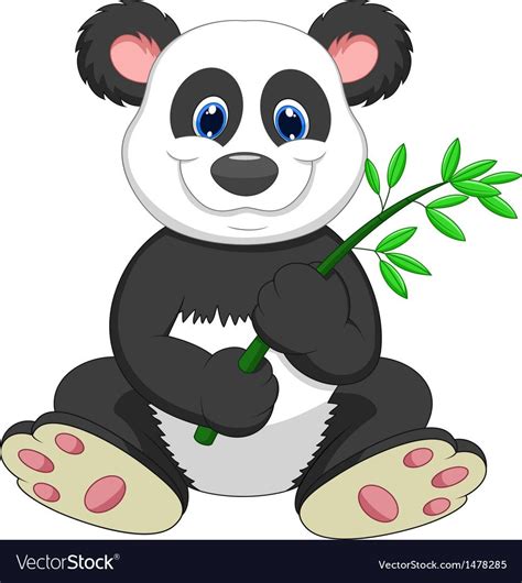 Vector Illustration Of Giant Panda Cartoon Eating Bamboo Download A