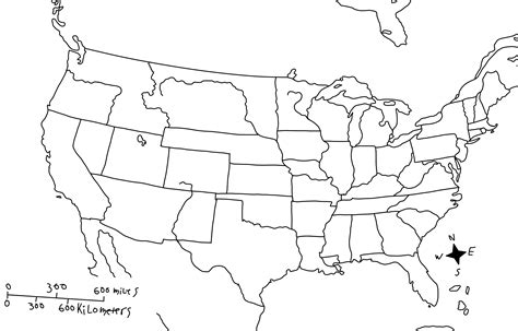 Blank Map North America States