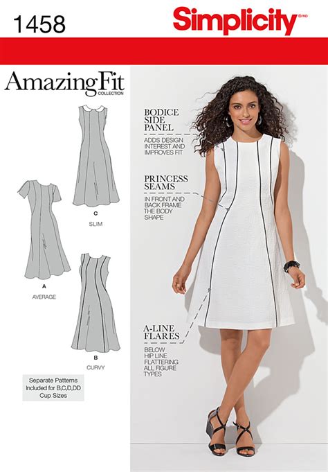 Simplicity 1458 Misses And Plus Size Amazing Fit Dress Sewing Pattern