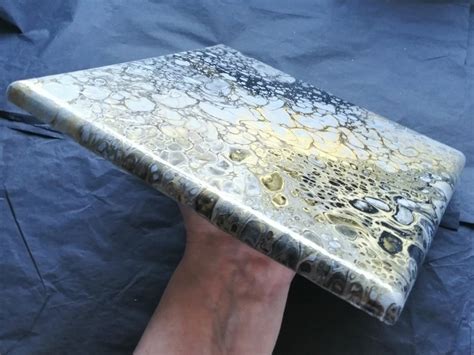 Metallic Gold And Silver Acrylic Pour Painting On Textured Mdf Etsy