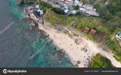 Aerial View Suluban Beach Uluwatu Pantai Suluban Drone Bali Indonesia