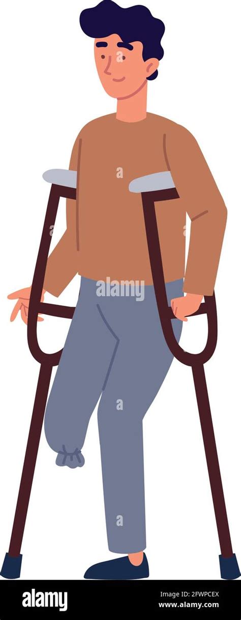 Disabled Man With Crutches Stock Vector Image And Art Alamy