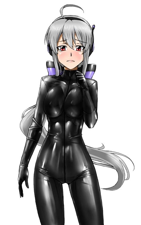 Safebooru 1girl Ahoge Blush Bodysuit Commentary Request Frown