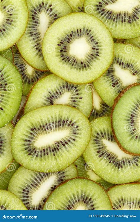 Kiwi Fruits Collection Food Background Portrait Format Slices Kiwis