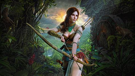 7680x4320 Lara Croft Hunter Girl Backgrounds And Hunter Women Hd