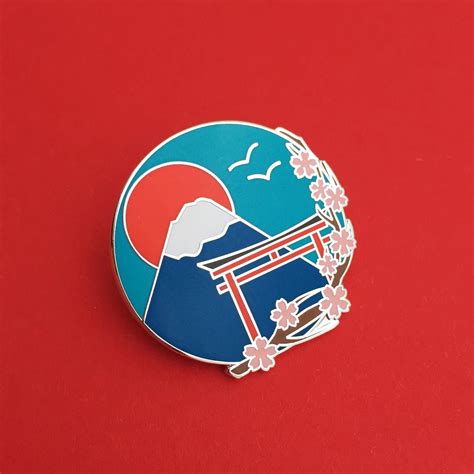 Japan Mount Fuji Cherry Blossom Enamel Pin Badge Pretty Pin Lapel Pin By Fairycakes On Etsy