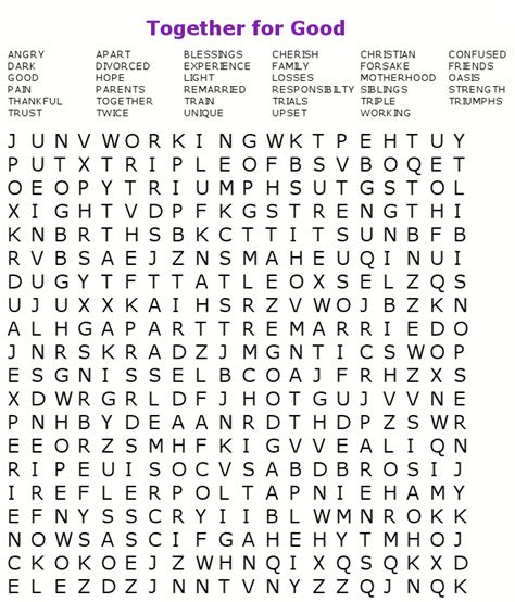 Together For Good Free Printable Word Search For Teens