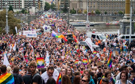 Rainbow Prague Pride Parade With Lots Of Floats And Diplomatic Support