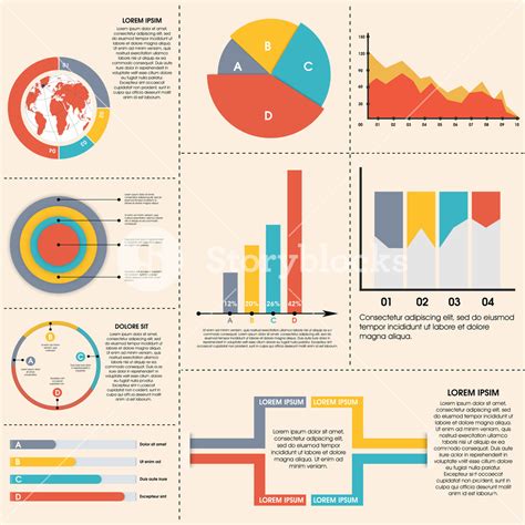 Set Of Colorful Infographic Elements Including Statistical Bars Pie