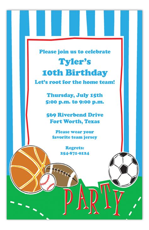 Sports Party Invitation Sports Birthday Party Ideas