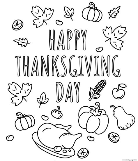 Thanksgiving Happy Thanksgiving Day Pumpkin Turkey Corn Leaves Coloring