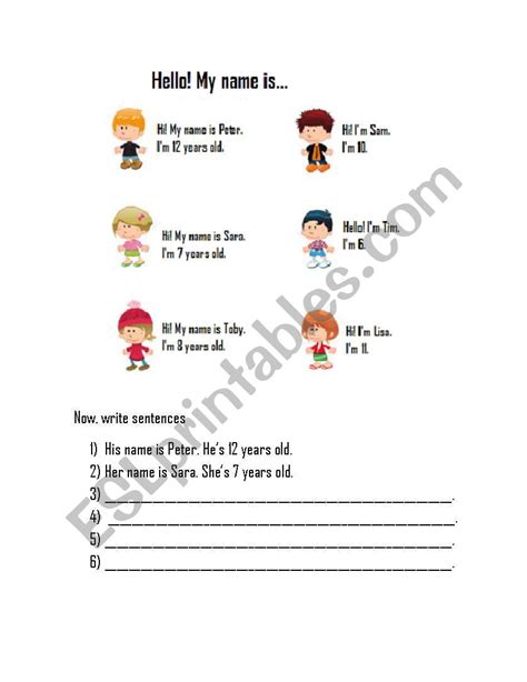 His Her Name Is Esl Worksheet By Eriwallace
