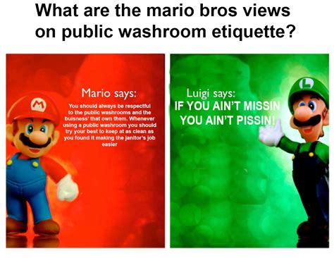 Mario was originally meant to shoot bullets rather than fireballs. What are the Mario bros views on public washroom etiquette ...