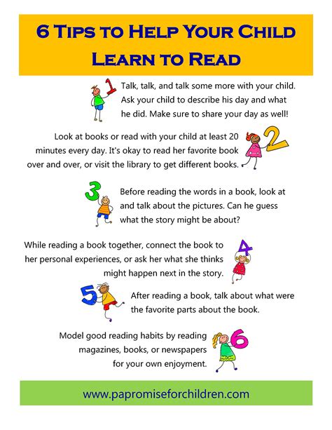 Six Tips To Help Your Child Learn To Read Papromiseforchildren