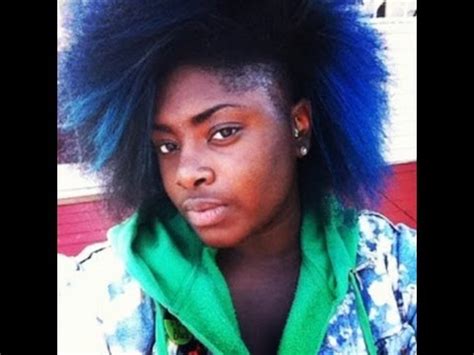There are numerous hair styles, some ombre, some monocoloured, some galaxy themed. Bleached Blue Natural Hair - YouTube