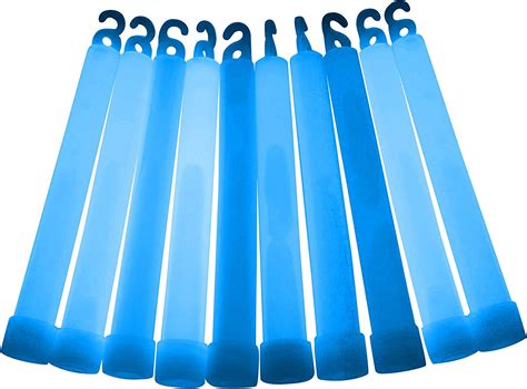 6 Inch Premium 15mm Glow Sticks Individually Wrapped 10 Pack Blue
