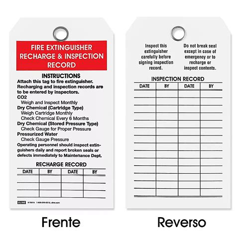 Etiquetas Colgantes Para Extintores Recharge And Inspection S 15616