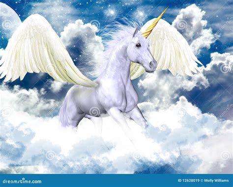 Blue Sky Pegasus Stock Illustration Illustration Of Flying 12628019