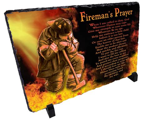 Firefighter Flames Prayer Stone Plaque