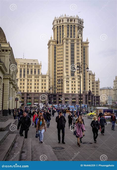 Street At Downtown In Moscow Russia Editorial Stock Image Image Of