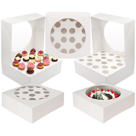 Buy Kurtzy White Cardboard Cupcake Boxes With Clear Plastic Windows