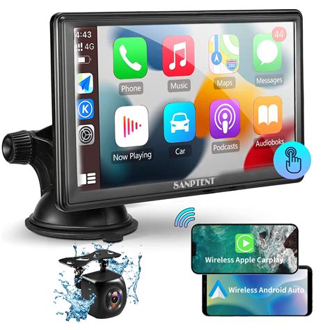 Sanptent Wireless Apple Carplay Dash Mount Portable Car Stereo Android Auto Drivemate Inch
