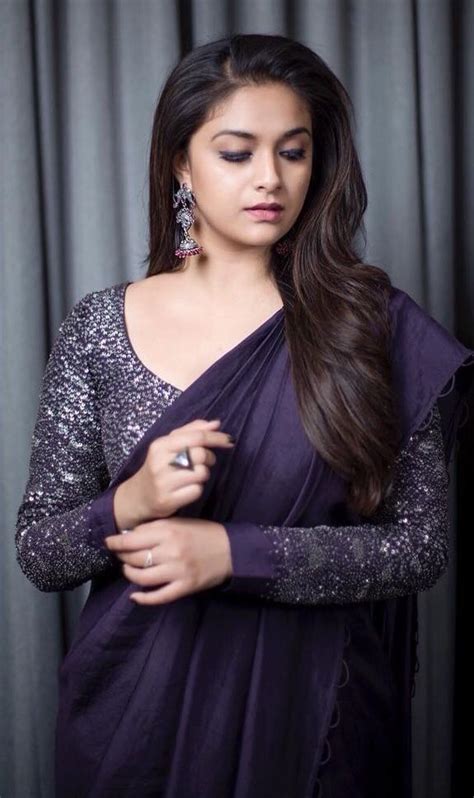 Keerthi Suresh Saree Styles Elegant Saree Purple Saree