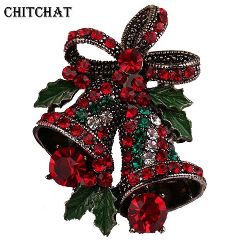 christmas bell brooch lovely two bow bells bowknot brooches for women christmas suit pins