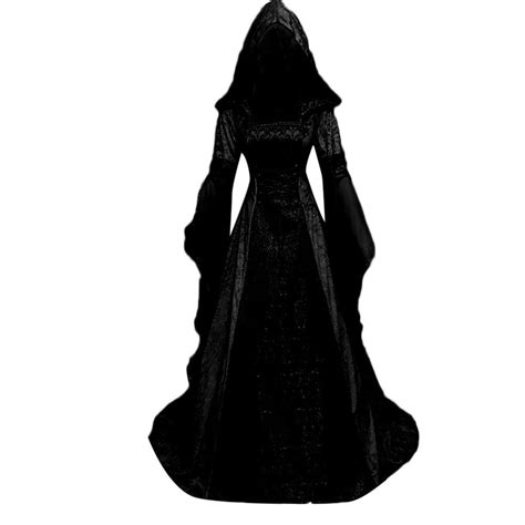 Buy Womens Gothic Cosplay Dress Hooded Vintage Medieval Floor Length