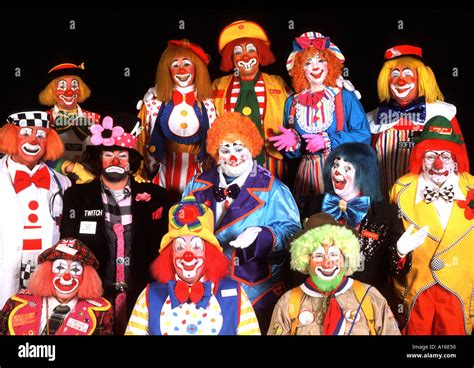 Group Portrait Of Clowns All Colorful And Happy Stock Photo Alamy