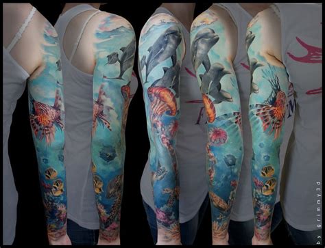 Sea Life Underwater Tattoo Dolphins Tattoo Ocean Sleeve Tattoos