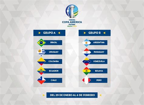 se conformaron los grupos en la conmebol copa américa de futsal 2022