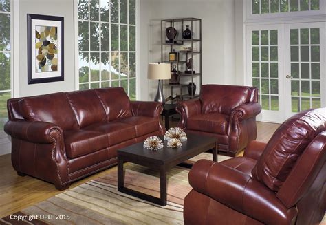 Usa Premium Leather 5751 Traditional Leather Sofa With Nailhead Trim