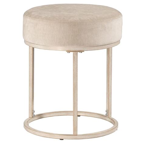 Hillsdale Furniture White And Bone Round Makeup Vanity Stool In The
