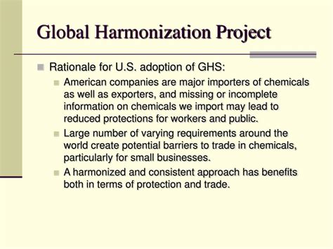 Ppt Global Harmonization System Impact On Oshas Hazard