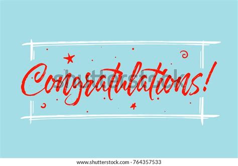 Congrats Congratulations Card Beautiful Greeting Scratched Stock Vector