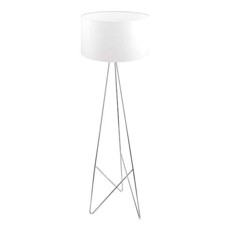 Eglo Camporale 6063 In Chrome Floor Lamp With White Fabric Shade